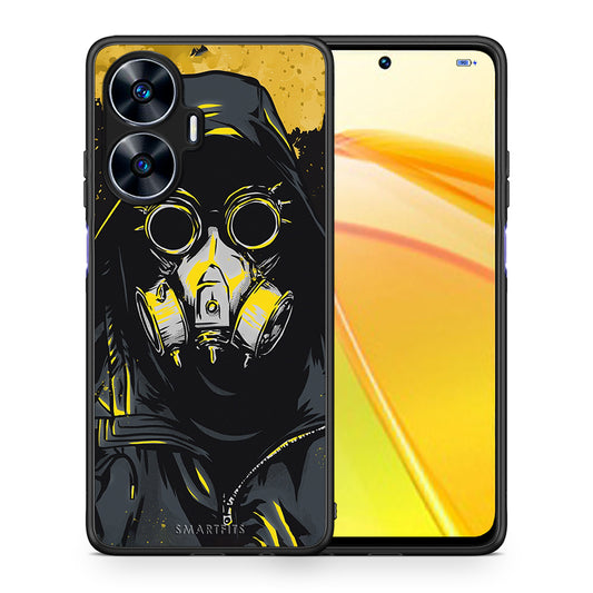 Θήκη Realme C55 Dual PopArt Mask από τη Smartfits με σχέδιο στο πίσω μέρος και μαύρο περίβλημα | Realme C55 Dual PopArt Mask Case with Colorful Back and Black Bezels