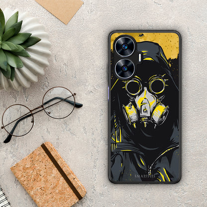 Θήκη Realme C55 Dual PopArt Mask από τη Smartfits με σχέδιο στο πίσω μέρος και μαύρο περίβλημα | Realme C55 Dual PopArt Mask Case with Colorful Back and Black Bezels