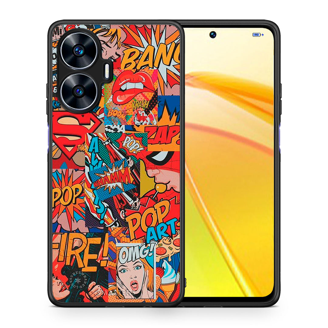 Θήκη Realme C55 Dual PopArt OMG από τη Smartfits με σχέδιο στο πίσω μέρος και μαύρο περίβλημα | Realme C55 Dual PopArt OMG Case with Colorful Back and Black Bezels