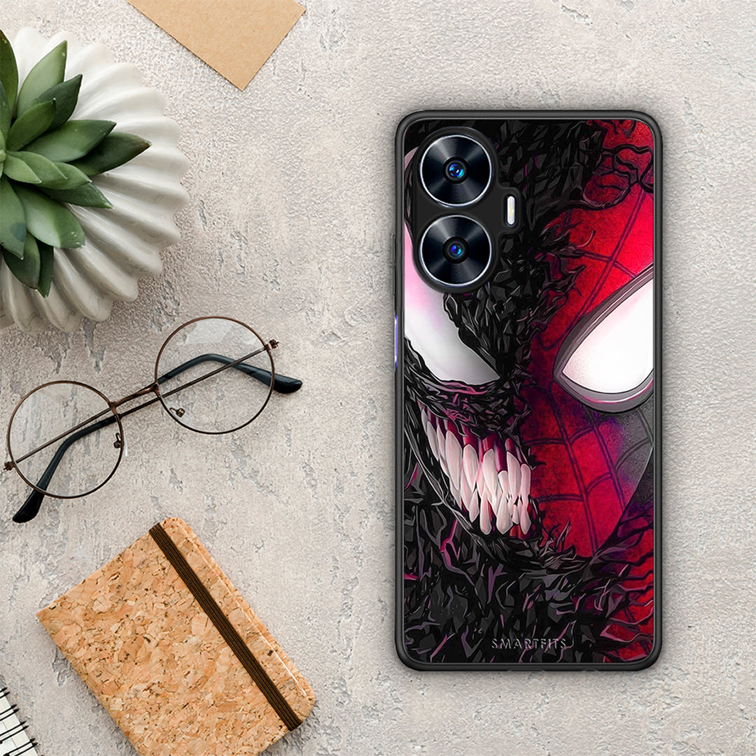 Θήκη Realme C55 Dual PopArt SpiderVenom από τη Smartfits με σχέδιο στο πίσω μέρος και μαύρο περίβλημα | Realme C55 Dual PopArt SpiderVenom Case with Colorful Back and Black Bezels