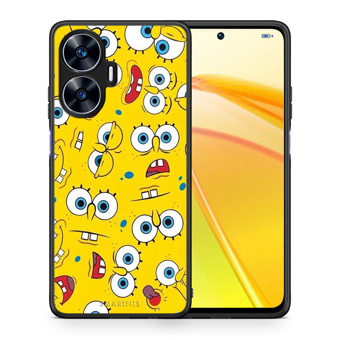 Θήκη Realme C55 Dual PopArt Sponge από τη Smartfits με σχέδιο στο πίσω μέρος και μαύρο περίβλημα | Realme C55 Dual PopArt Sponge Case with Colorful Back and Black Bezels