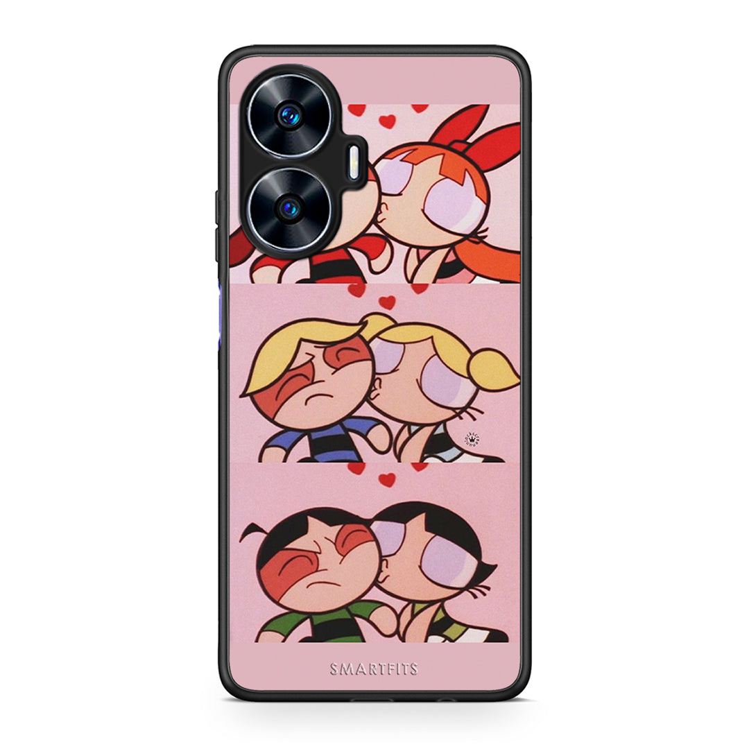 Θήκη Realme C55 Dual Puff Love από τη Smartfits με σχέδιο στο πίσω μέρος και μαύρο περίβλημα | Realme C55 Dual Puff Love Case with Colorful Back and Black Bezels
