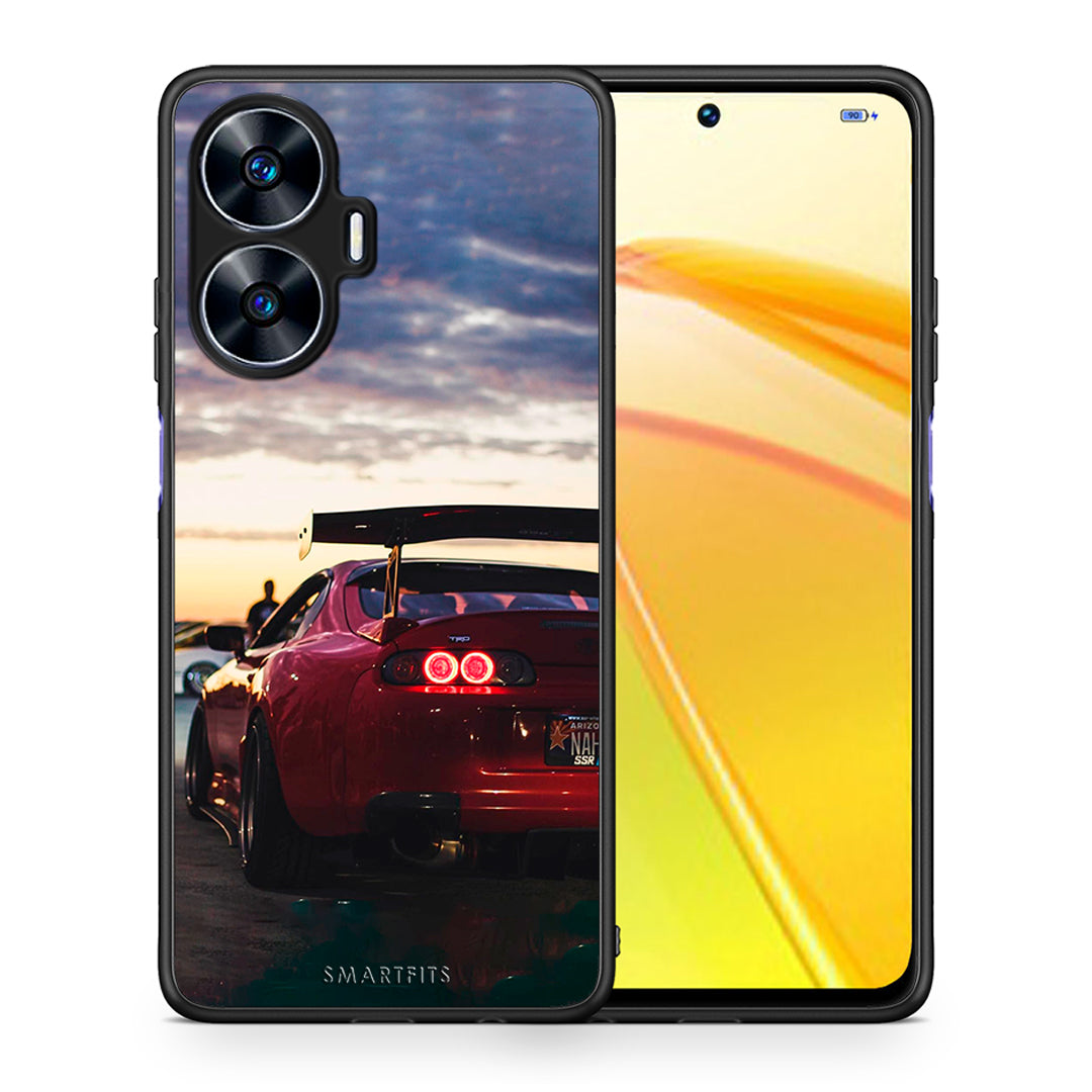 Θήκη Realme C55 Dual Racing Supra από τη Smartfits με σχέδιο στο πίσω μέρος και μαύρο περίβλημα | Realme C55 Dual Racing Supra Case with Colorful Back and Black Bezels