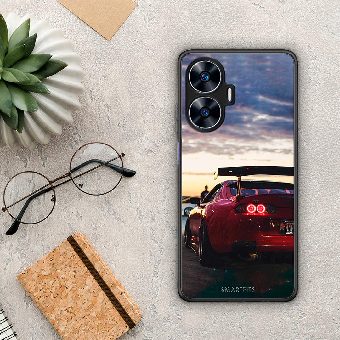 Θήκη Realme C55 Dual Racing Supra από τη Smartfits με σχέδιο στο πίσω μέρος και μαύρο περίβλημα | Realme C55 Dual Racing Supra Case with Colorful Back and Black Bezels