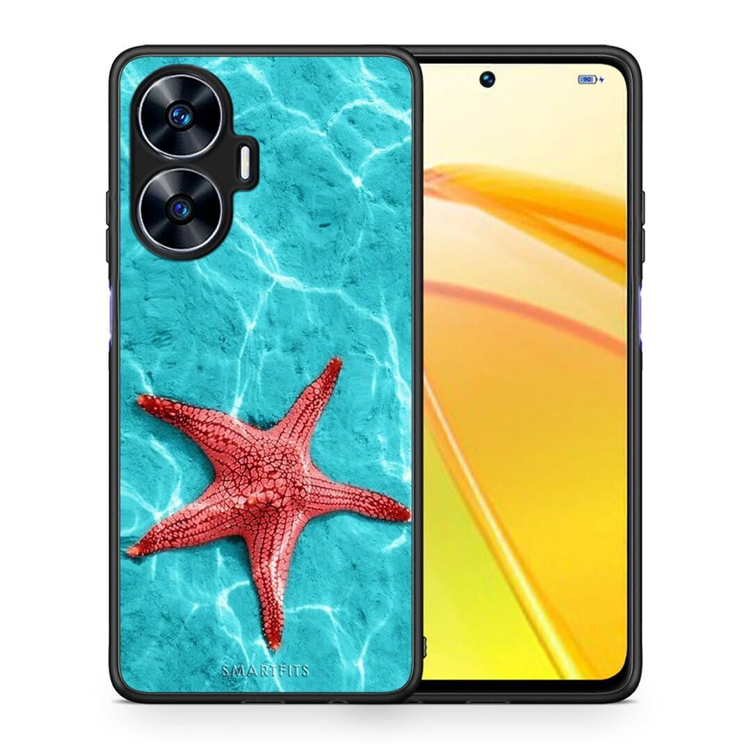 Θήκη Realme C55 Dual Red Starfish από τη Smartfits με σχέδιο στο πίσω μέρος και μαύρο περίβλημα | Realme C55 Dual Red Starfish Case with Colorful Back and Black Bezels