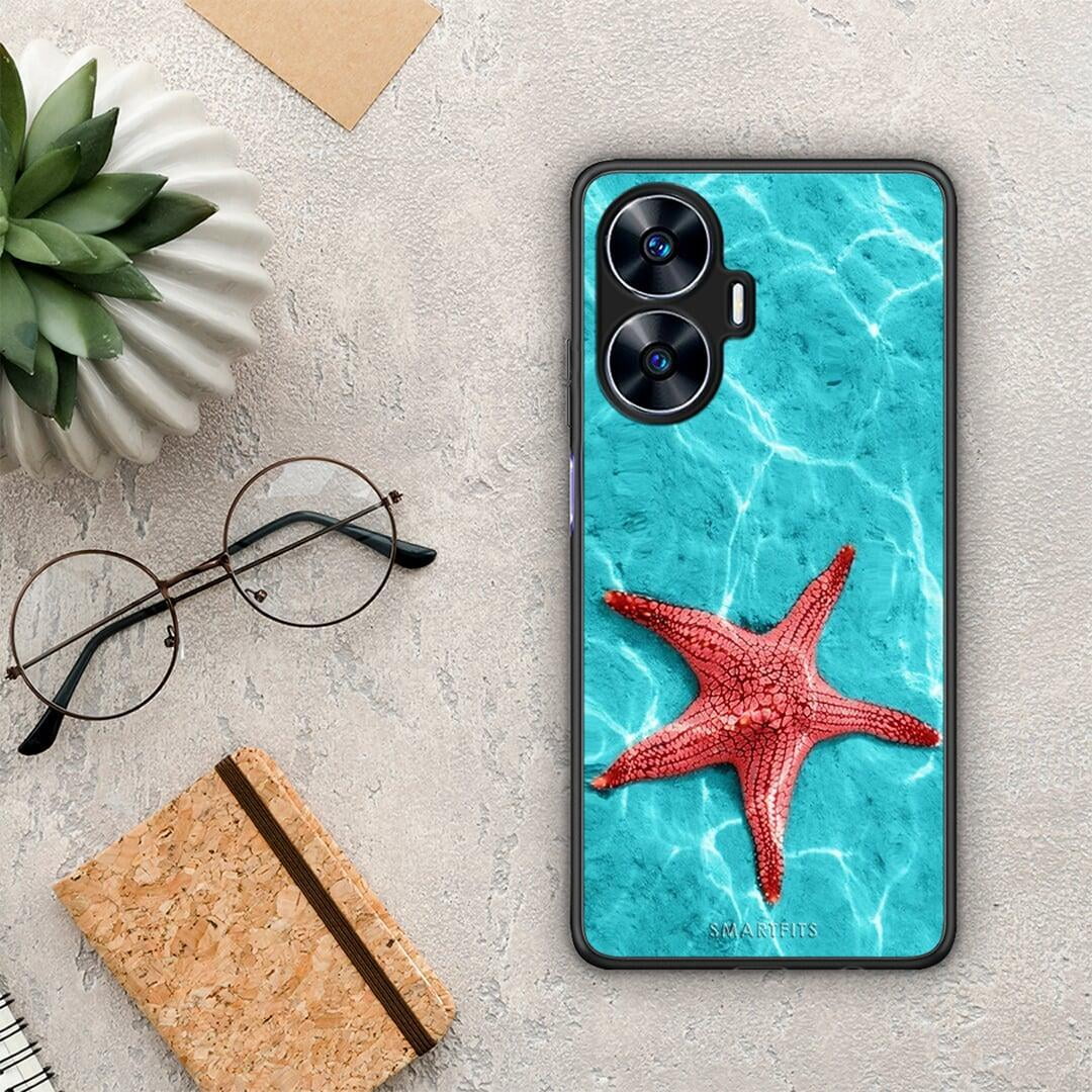 Θήκη Realme C55 Dual Red Starfish από τη Smartfits με σχέδιο στο πίσω μέρος και μαύρο περίβλημα | Realme C55 Dual Red Starfish Case with Colorful Back and Black Bezels