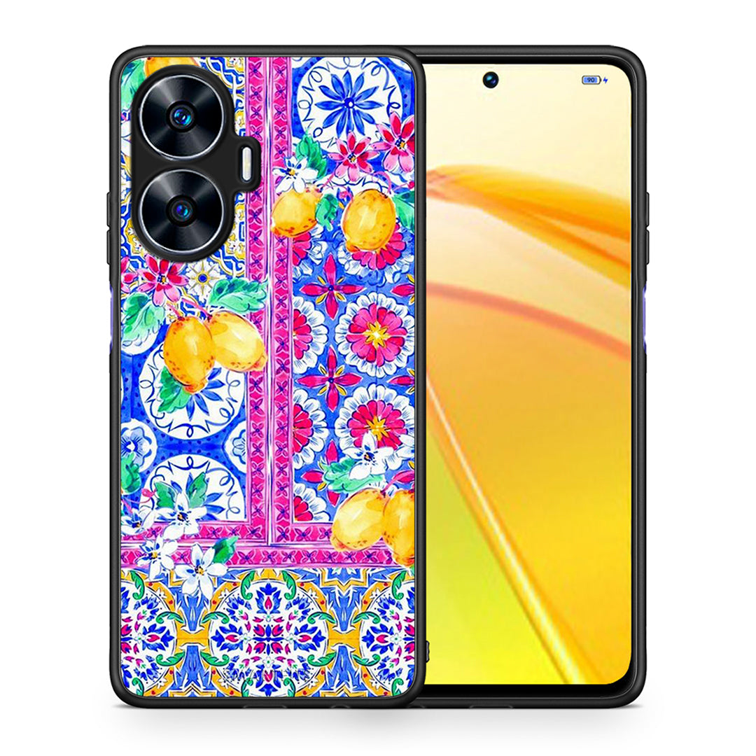 Θήκη Realme C55 Dual Retro Spring από τη Smartfits με σχέδιο στο πίσω μέρος και μαύρο περίβλημα | Realme C55 Dual Retro Spring Case with Colorful Back and Black Bezels