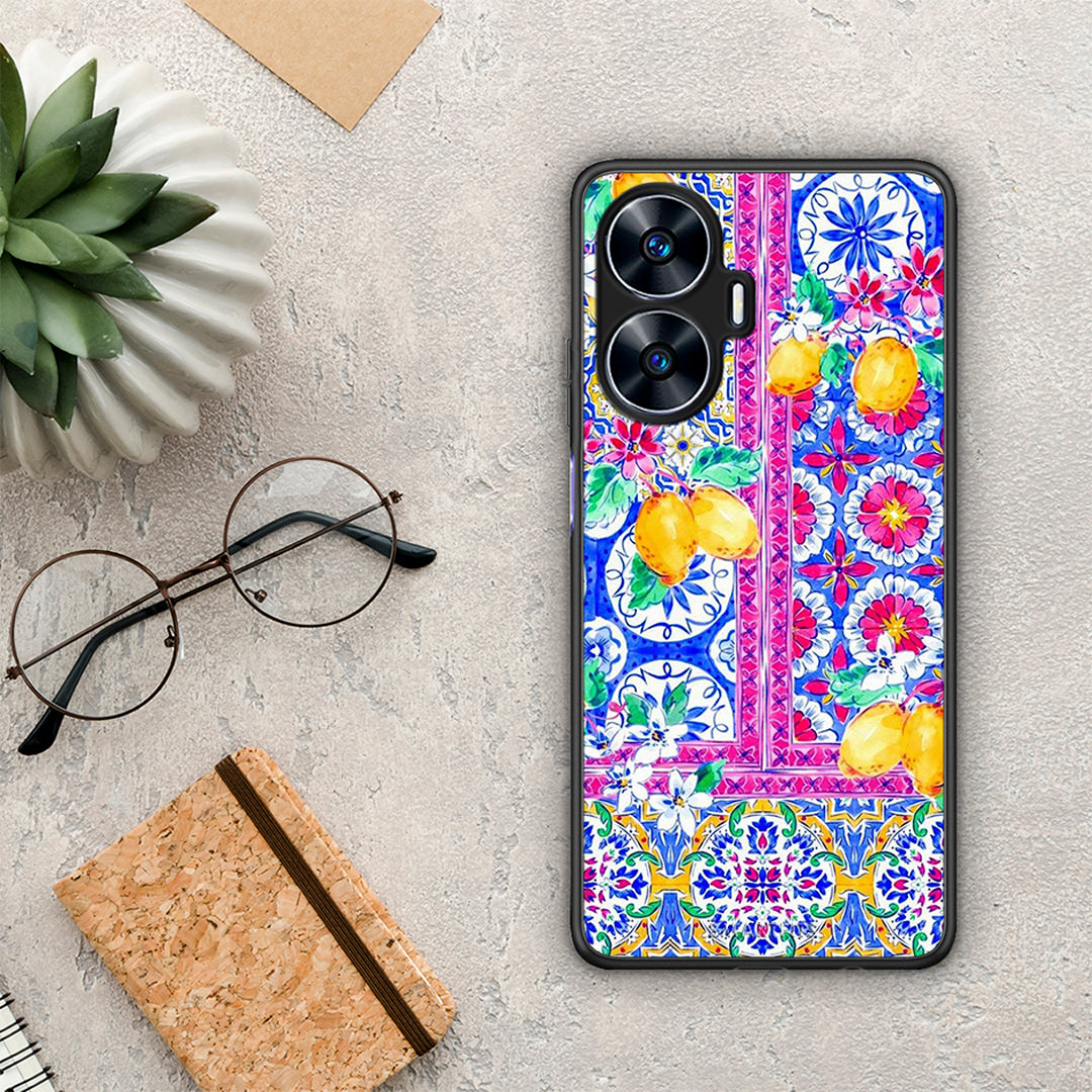 Θήκη Realme C55 Dual Retro Spring από τη Smartfits με σχέδιο στο πίσω μέρος και μαύρο περίβλημα | Realme C55 Dual Retro Spring Case with Colorful Back and Black Bezels
