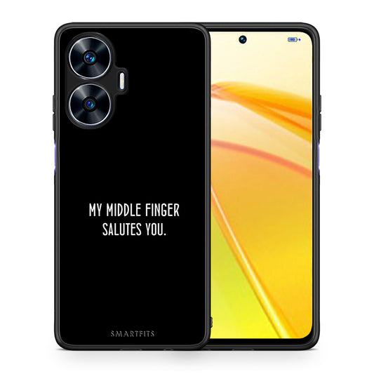 Θήκη Realme C55 Dual Salute από τη Smartfits με σχέδιο στο πίσω μέρος και μαύρο περίβλημα | Realme C55 Dual Salute Case with Colorful Back and Black Bezels