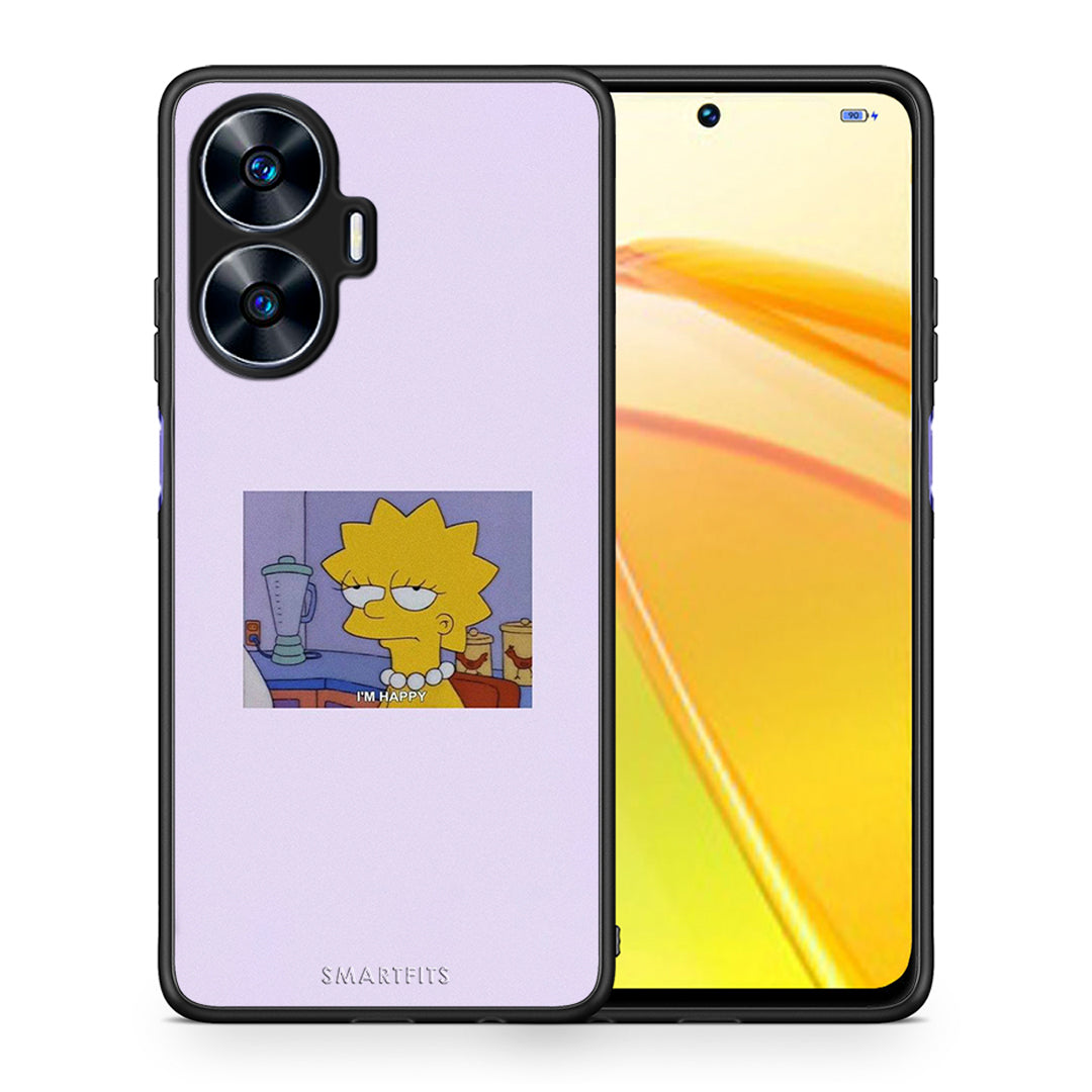 Θήκη Realme C55 Dual So Happy από τη Smartfits με σχέδιο στο πίσω μέρος και μαύρο περίβλημα | Realme C55 Dual So Happy Case with Colorful Back and Black Bezels