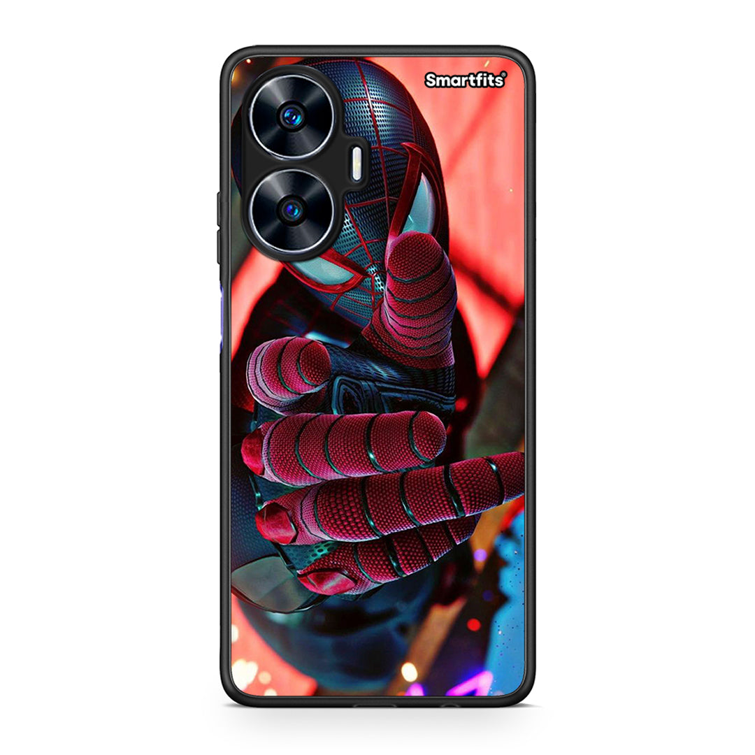 Θήκη Realme C55 Dual Spider Hand από τη Smartfits με σχέδιο στο πίσω μέρος και μαύρο περίβλημα | Realme C55 Dual Spider Hand Case with Colorful Back and Black Bezels