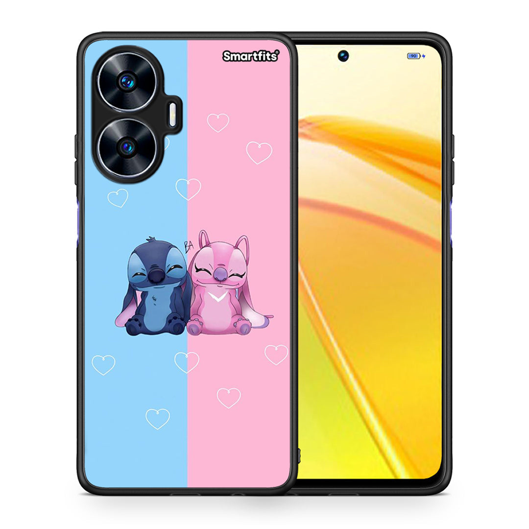 Θήκη Realme C55 Dual Stitch And Angel από τη Smartfits με σχέδιο στο πίσω μέρος και μαύρο περίβλημα | Realme C55 Dual Stitch And Angel Case with Colorful Back and Black Bezels