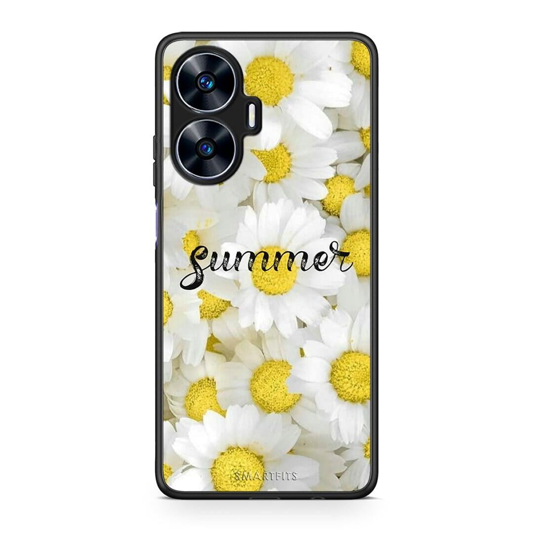 Θήκη Realme C55 Dual Summer Daisies από τη Smartfits με σχέδιο στο πίσω μέρος και μαύρο περίβλημα | Realme C55 Dual Summer Daisies Case with Colorful Back and Black Bezels
