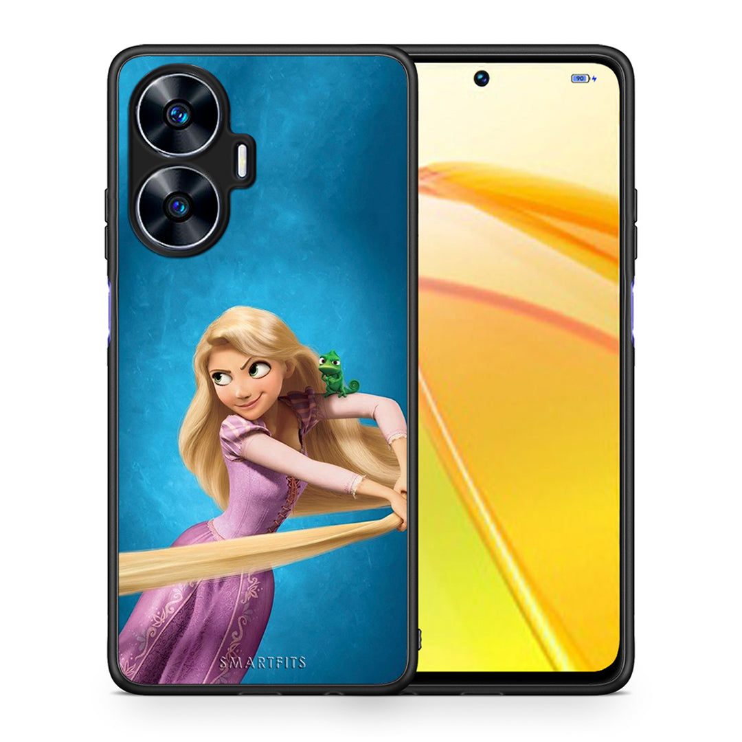 Θήκη Realme C55 Dual Tangled 2 από τη Smartfits με σχέδιο στο πίσω μέρος και μαύρο περίβλημα | Realme C55 Dual Tangled 2 Case with Colorful Back and Black Bezels