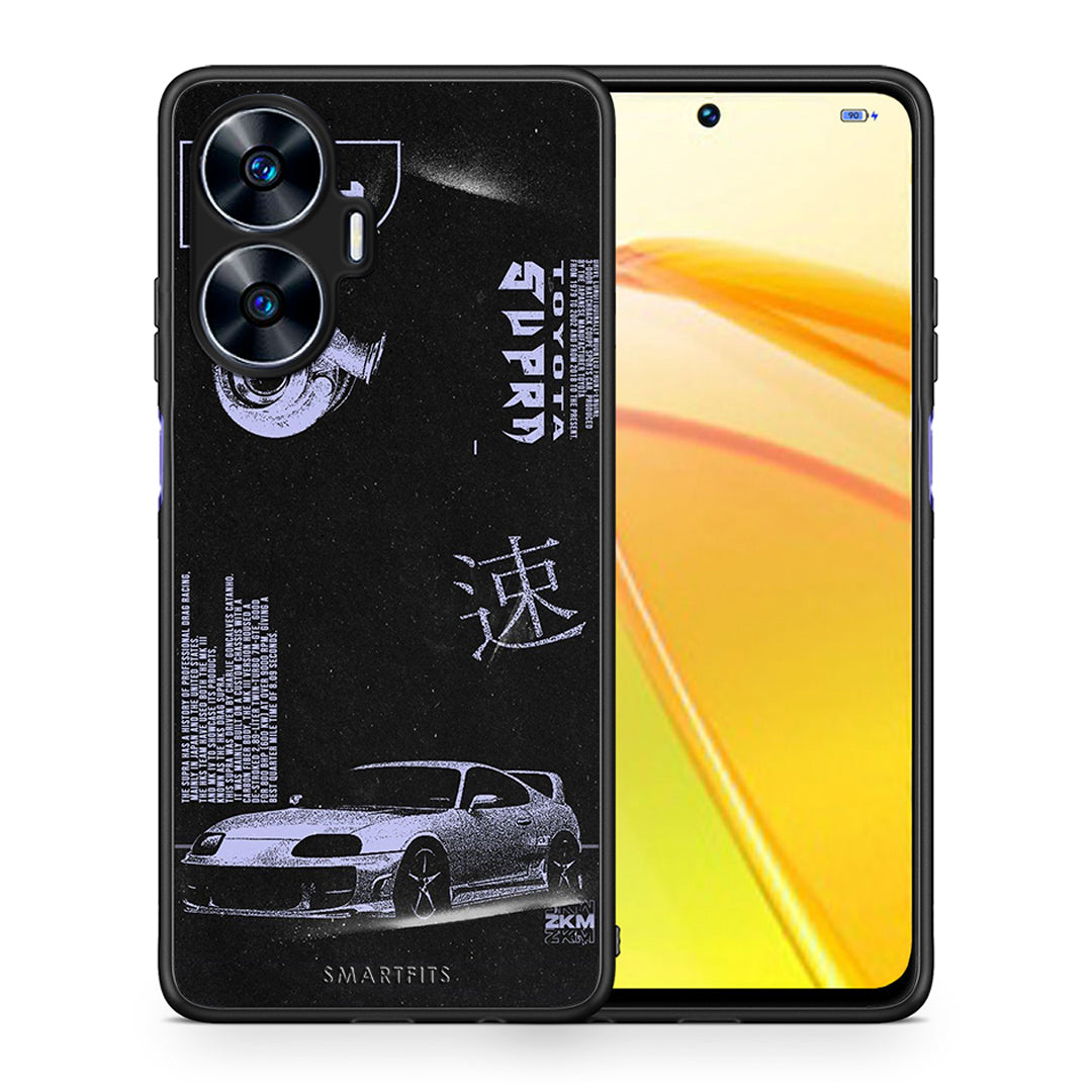 Θήκη Realme C55 Dual Tokyo Drift από τη Smartfits με σχέδιο στο πίσω μέρος και μαύρο περίβλημα | Realme C55 Dual Tokyo Drift Case with Colorful Back and Black Bezels