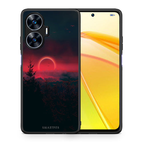 Θήκη Realme C55 Dual Tropic Sunset από τη Smartfits με σχέδιο στο πίσω μέρος και μαύρο περίβλημα | Realme C55 Dual Tropic Sunset Case with Colorful Back and Black Bezels