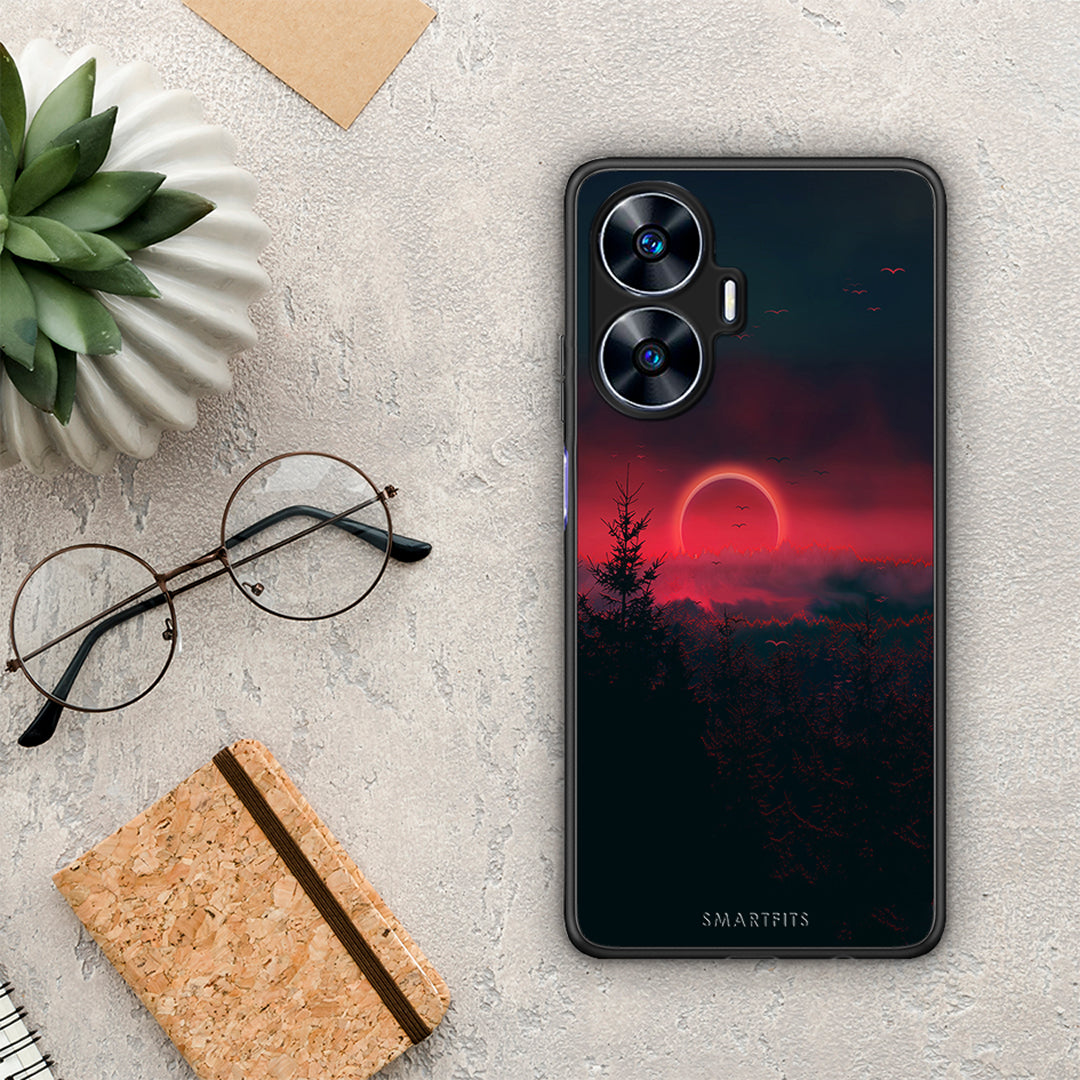 Θήκη Realme C55 Dual Tropic Sunset από τη Smartfits με σχέδιο στο πίσω μέρος και μαύρο περίβλημα | Realme C55 Dual Tropic Sunset Case with Colorful Back and Black Bezels