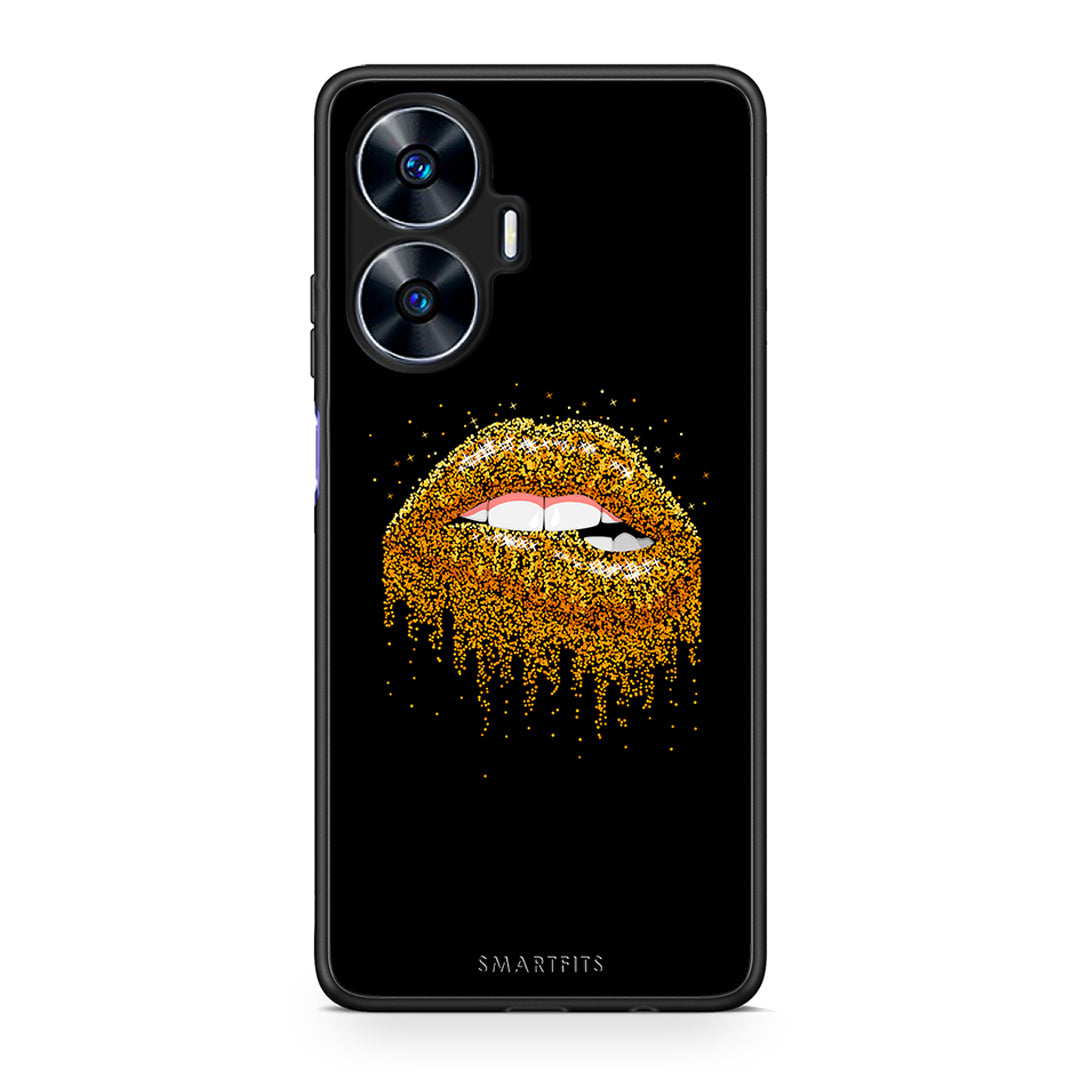 Θήκη Realme C55 Dual Valentine Golden από τη Smartfits με σχέδιο στο πίσω μέρος και μαύρο περίβλημα | Realme C55 Dual Valentine Golden Case with Colorful Back and Black Bezels