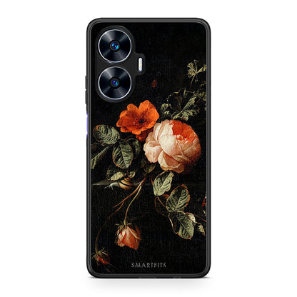 Θήκη Realme C55 Dual Vintage Roses από τη Smartfits με σχέδιο στο πίσω μέρος και μαύρο περίβλημα | Realme C55 Dual Vintage Roses Case with Colorful Back and Black Bezels