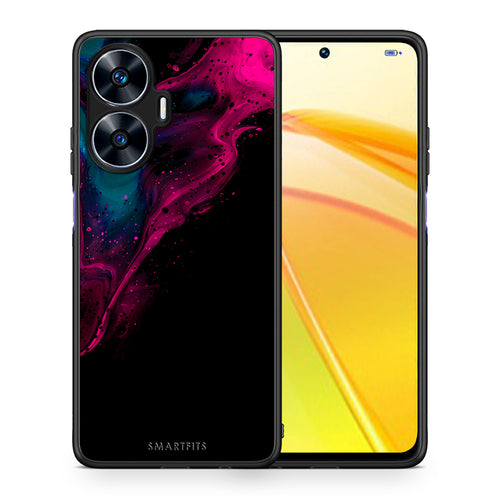Θήκη Realme C55 Dual Watercolor Pink Black από τη Smartfits με σχέδιο στο πίσω μέρος και μαύρο περίβλημα | Realme C55 Dual Watercolor Pink Black Case with Colorful Back and Black Bezels