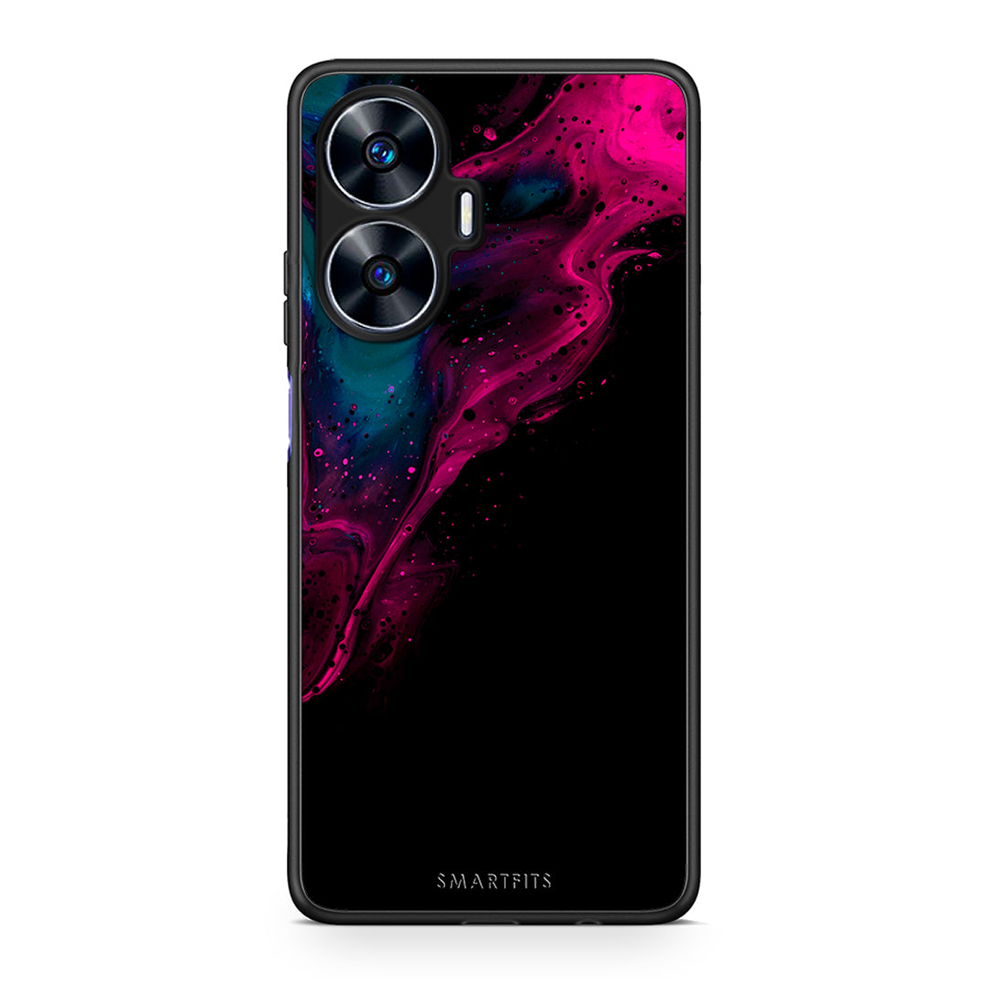 Θήκη Realme C55 Dual Watercolor Pink Black από τη Smartfits με σχέδιο στο πίσω μέρος και μαύρο περίβλημα | Realme C55 Dual Watercolor Pink Black Case with Colorful Back and Black Bezels
