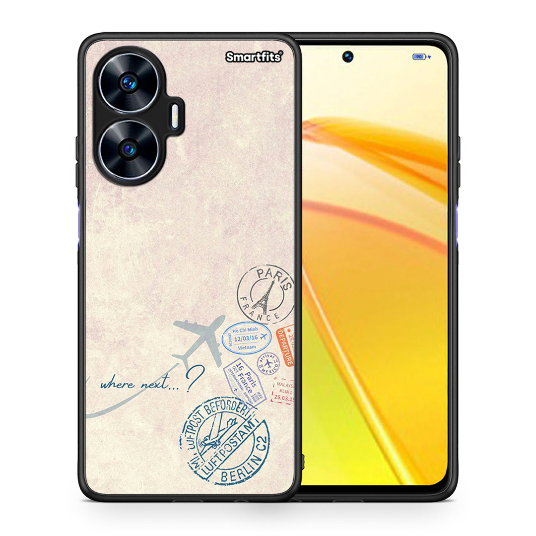 Θήκη Realme C55 Dual Where Next από τη Smartfits με σχέδιο στο πίσω μέρος και μαύρο περίβλημα | Realme C55 Dual Where Next Case with Colorful Back and Black Bezels