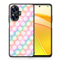 Thumbnail for Θήκη Realme C55 Dual White Daisies από τη Smartfits με σχέδιο στο πίσω μέρος και μαύρο περίβλημα | Realme C55 Dual White Daisies Case with Colorful Back and Black Bezels