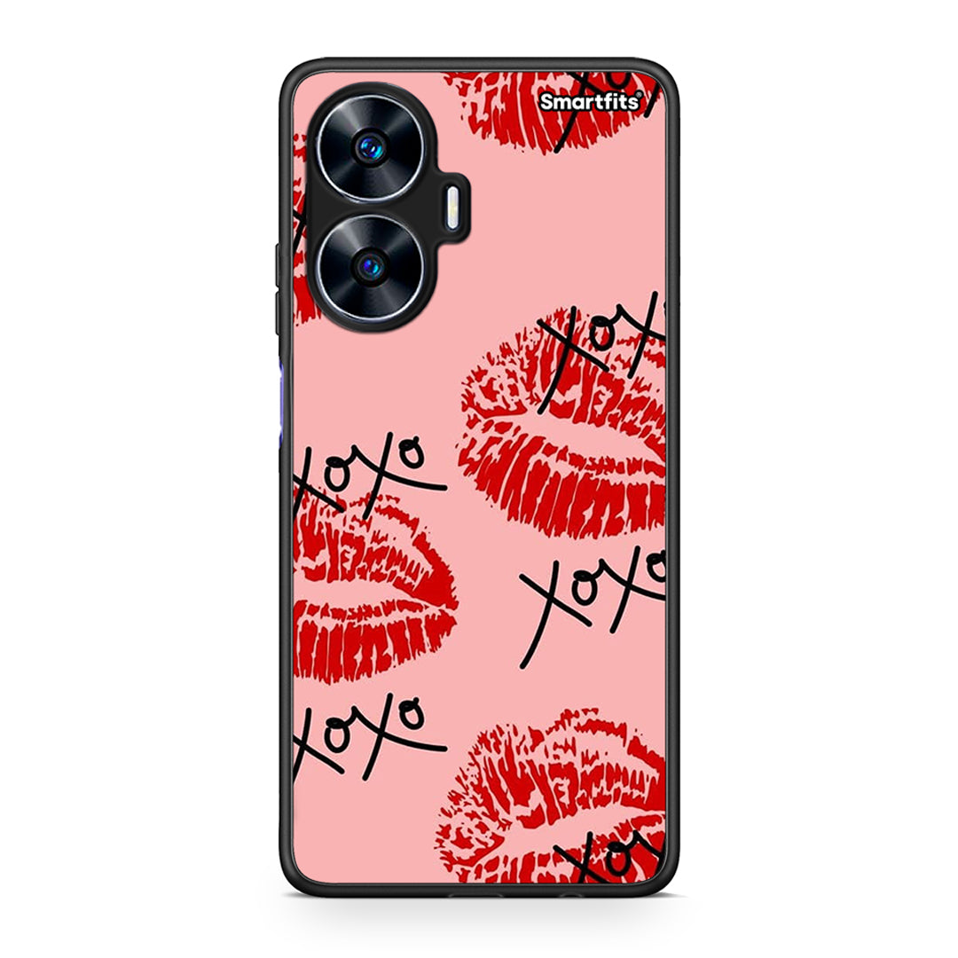 Θήκη Realme C55 Dual XOXO Lips από τη Smartfits με σχέδιο στο πίσω μέρος και μαύρο περίβλημα | Realme C55 Dual XOXO Lips Case with Colorful Back and Black Bezels