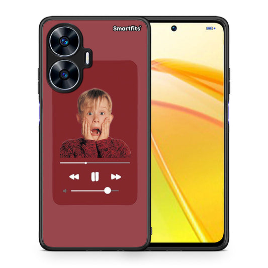 Θήκη Realme C55 Dual Xmas Alone Music από τη Smartfits με σχέδιο στο πίσω μέρος και μαύρο περίβλημα | Realme C55 Dual Xmas Alone Music Case with Colorful Back and Black Bezels