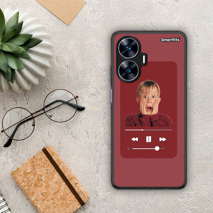 Θήκη Realme C55 Dual Xmas Alone Music από τη Smartfits με σχέδιο στο πίσω μέρος και μαύρο περίβλημα | Realme C55 Dual Xmas Alone Music Case with Colorful Back and Black Bezels