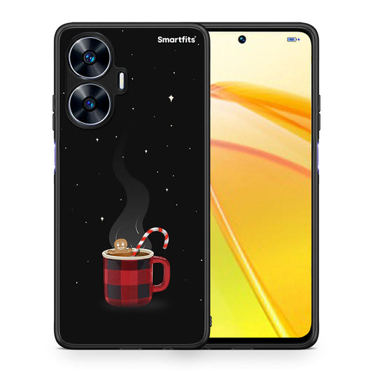 Θήκη Realme C55 Dual Xmas Bathing από τη Smartfits με σχέδιο στο πίσω μέρος και μαύρο περίβλημα | Realme C55 Dual Xmas Bathing Case with Colorful Back and Black Bezels