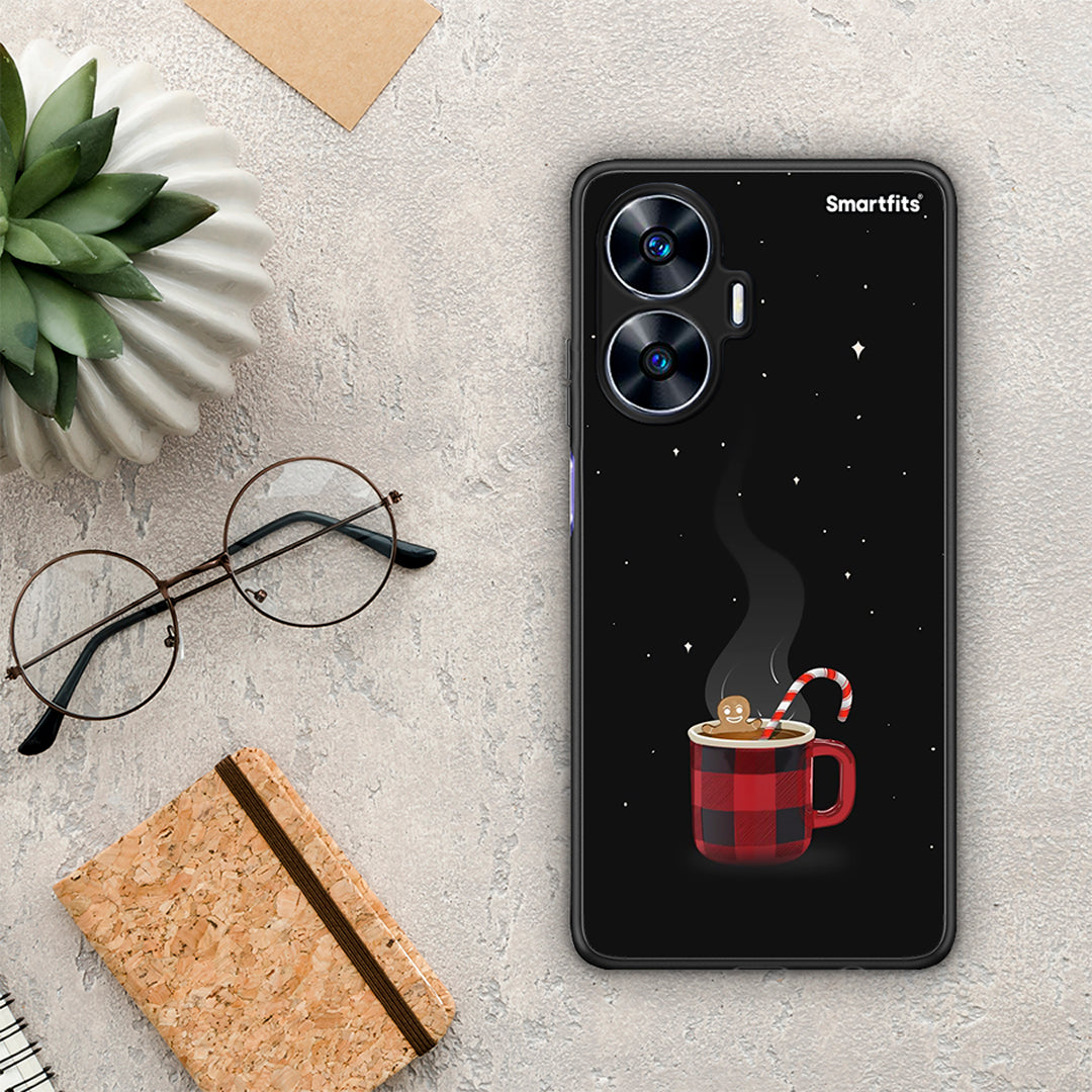 Θήκη Realme C55 Dual Xmas Bathing από τη Smartfits με σχέδιο στο πίσω μέρος και μαύρο περίβλημα | Realme C55 Dual Xmas Bathing Case with Colorful Back and Black Bezels