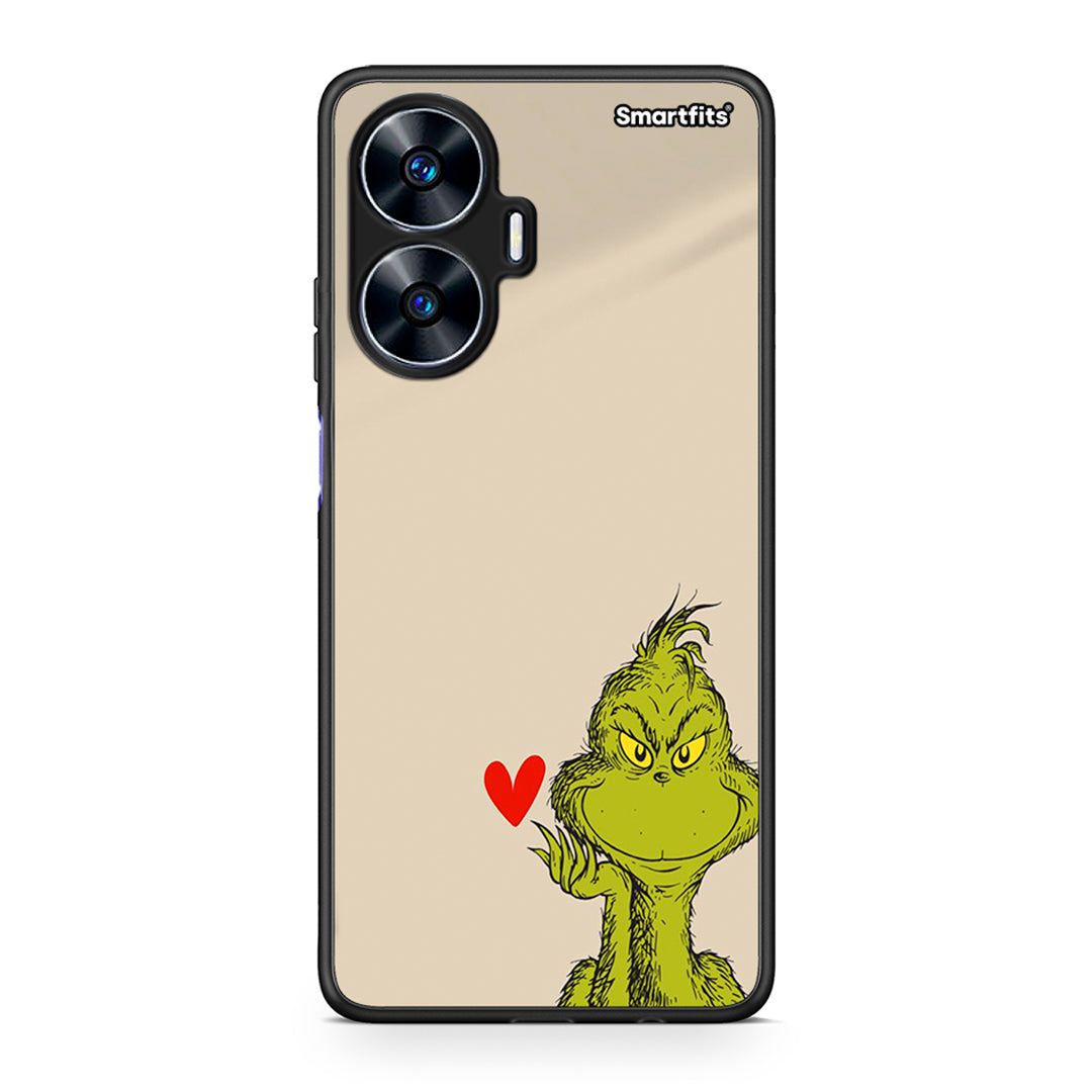 Θήκη Realme C55 Dual Xmas Grinch από τη Smartfits με σχέδιο στο πίσω μέρος και μαύρο περίβλημα | Realme C55 Dual Xmas Grinch Case with Colorful Back and Black Bezels