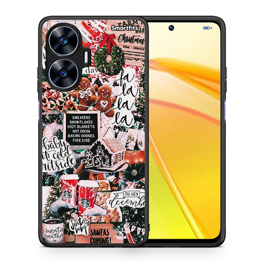 Θήκη Realme C55 Dual Xmas Habbits από τη Smartfits με σχέδιο στο πίσω μέρος και μαύρο περίβλημα | Realme C55 Dual Xmas Habbits Case with Colorful Back and Black Bezels