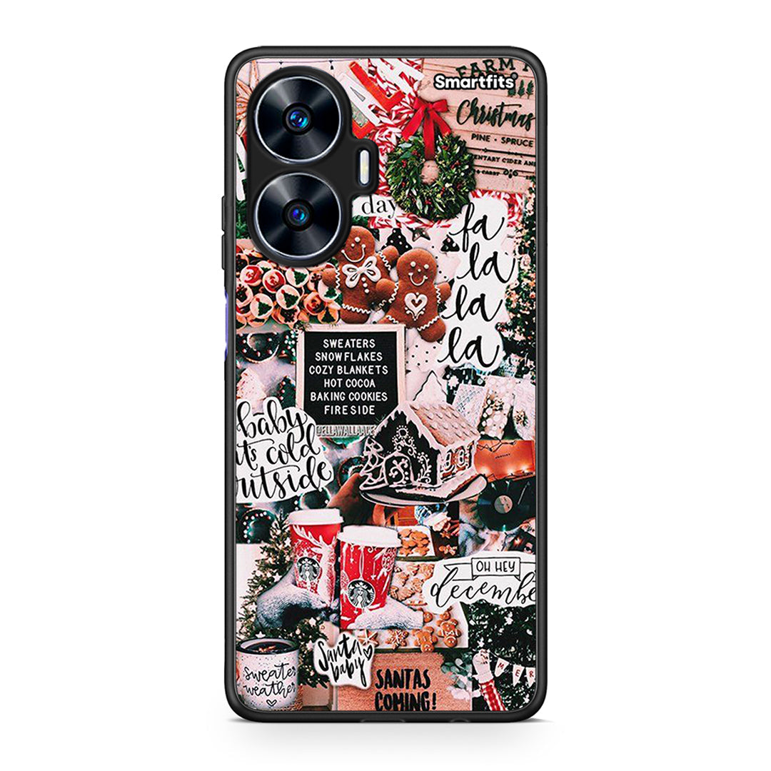 Θήκη Realme C55 Dual Xmas Habbits από τη Smartfits με σχέδιο στο πίσω μέρος και μαύρο περίβλημα | Realme C55 Dual Xmas Habbits Case with Colorful Back and Black Bezels