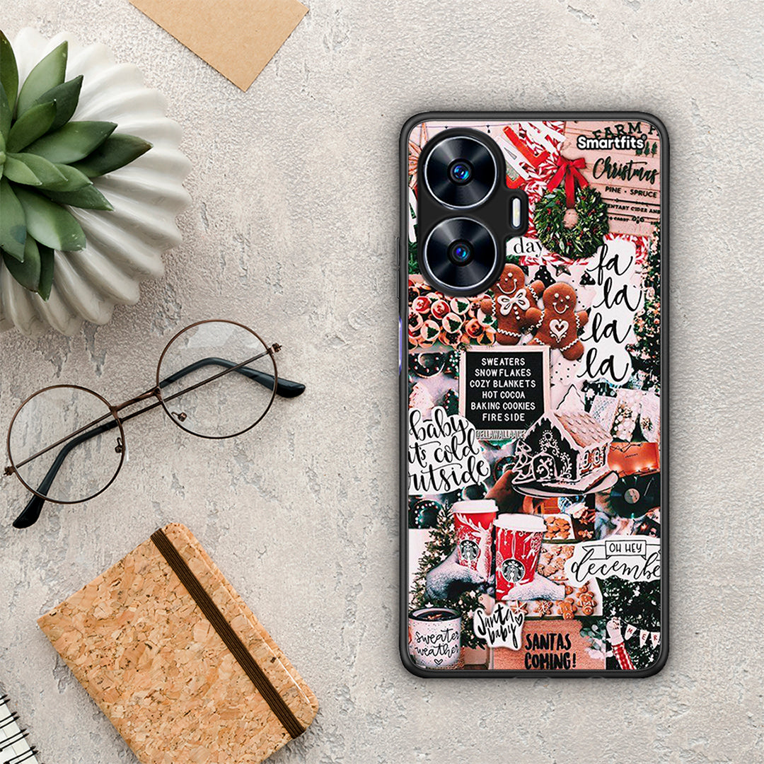 Θήκη Realme C55 Dual Xmas Habbits από τη Smartfits με σχέδιο στο πίσω μέρος και μαύρο περίβλημα | Realme C55 Dual Xmas Habbits Case with Colorful Back and Black Bezels