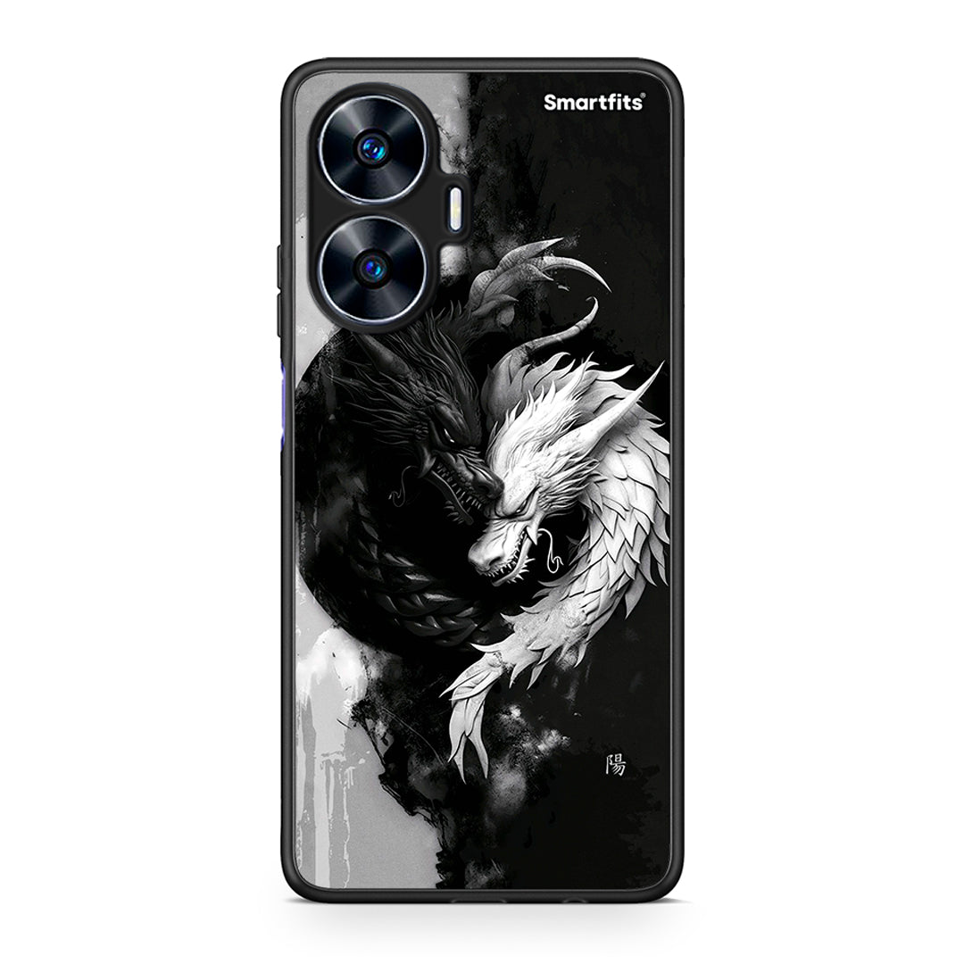 Θήκη Realme C55 Dual Yin Yang από τη Smartfits με σχέδιο στο πίσω μέρος και μαύρο περίβλημα | Realme C55 Dual Yin Yang Case with Colorful Back and Black Bezels