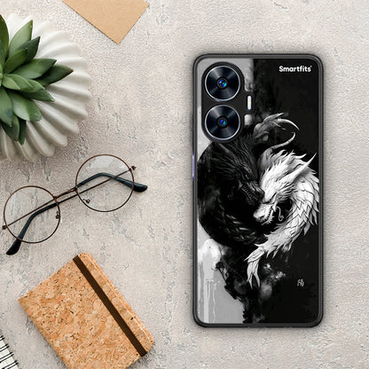 Θήκη Realme C55 Dual Yin Yang από τη Smartfits με σχέδιο στο πίσω μέρος και μαύρο περίβλημα | Realme C55 Dual Yin Yang Case with Colorful Back and Black Bezels