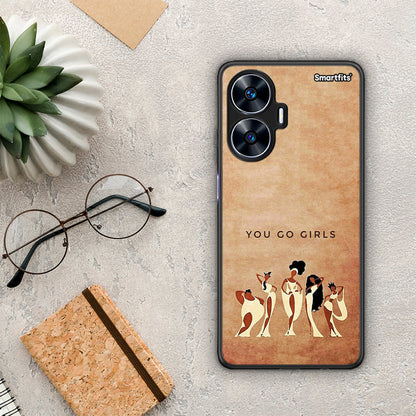 Θήκη Realme C55 Dual You Go Girl από τη Smartfits με σχέδιο στο πίσω μέρος και μαύρο περίβλημα | Realme C55 Dual You Go Girl Case with Colorful Back and Black Bezels