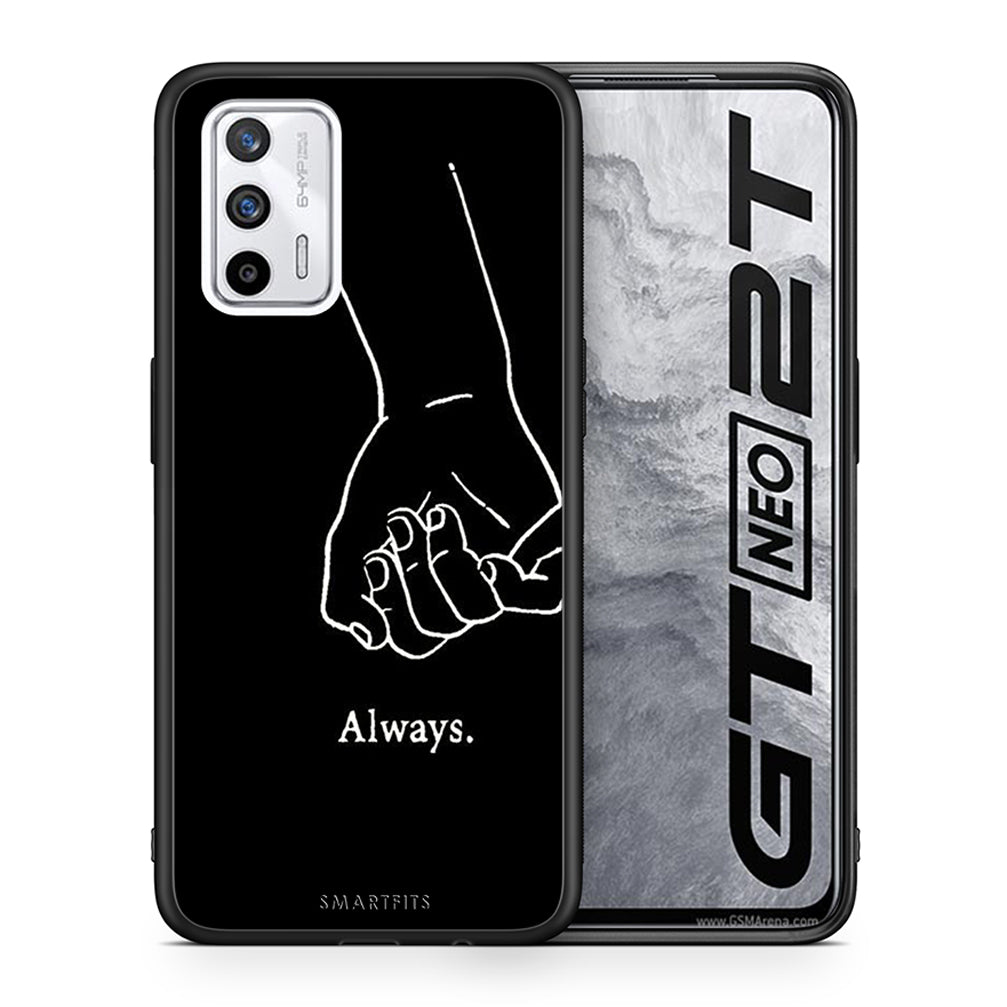 Θήκη Αγίου Βαλεντίνου Realme GT Always & Forever 1 από τη Smartfits με σχέδιο στο πίσω μέρος και μαύρο περίβλημα | Realme GT Always & Forever 1 case with colorful back and black bezels