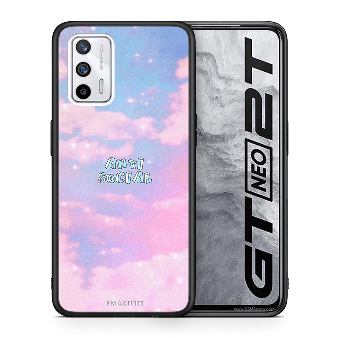 Θήκη Αγίου Βαλεντίνου Realme GT Anti Social από τη Smartfits με σχέδιο στο πίσω μέρος και μαύρο περίβλημα | Realme GT Anti Social case with colorful back and black bezels