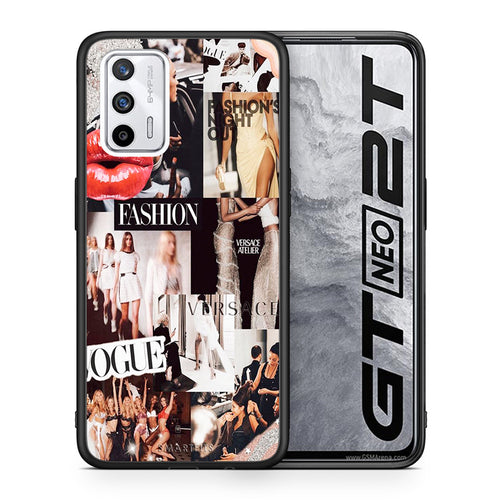 Θήκη Αγίου Βαλεντίνου Realme GT Collage Fashion από τη Smartfits με σχέδιο στο πίσω μέρος και μαύρο περίβλημα | Realme GT Collage Fashion case with colorful back and black bezels
