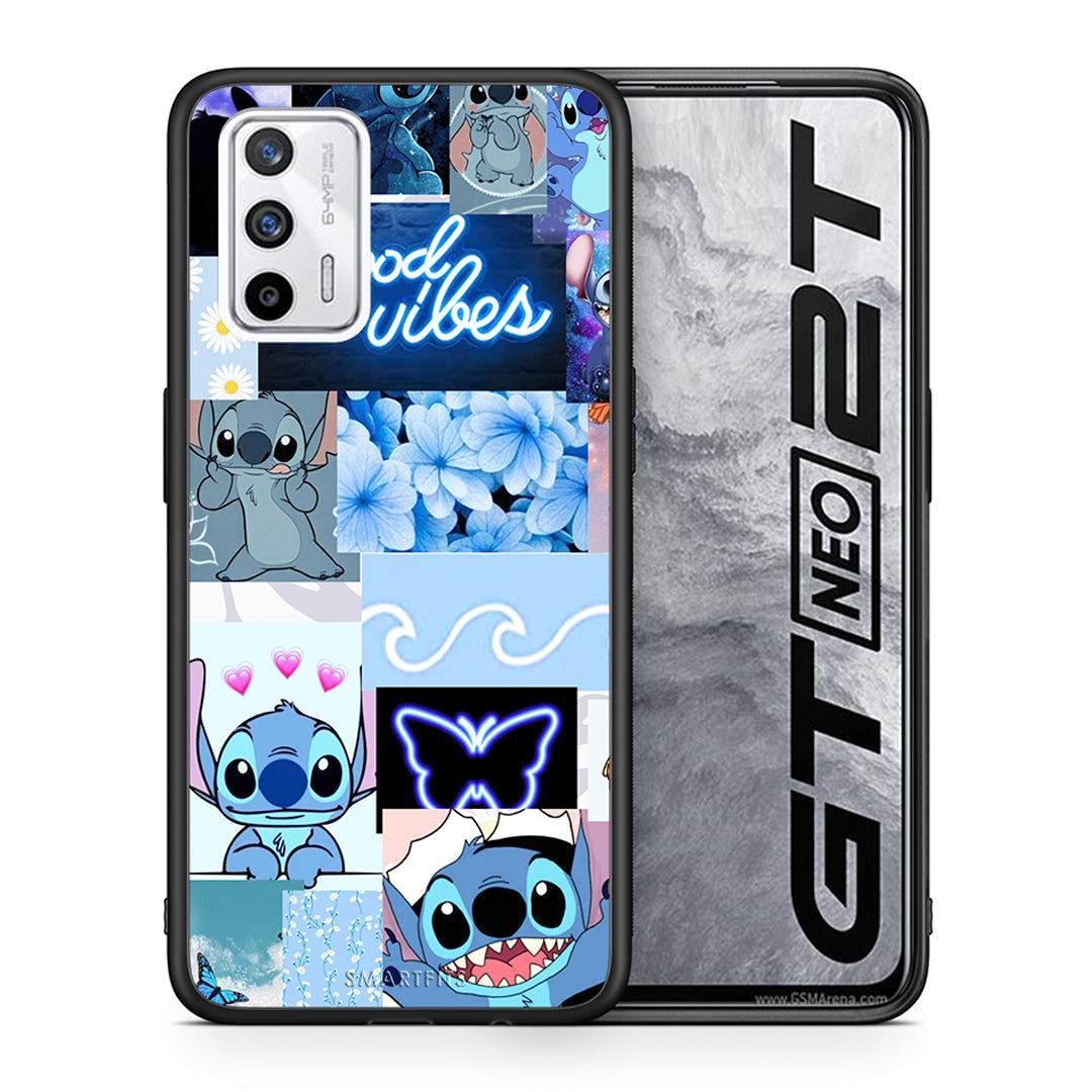 Θήκη Αγίου Βαλεντίνου Realme GT Collage Good Vibes από τη Smartfits με σχέδιο στο πίσω μέρος και μαύρο περίβλημα | Realme GT Collage Good Vibes case with colorful back and black bezels