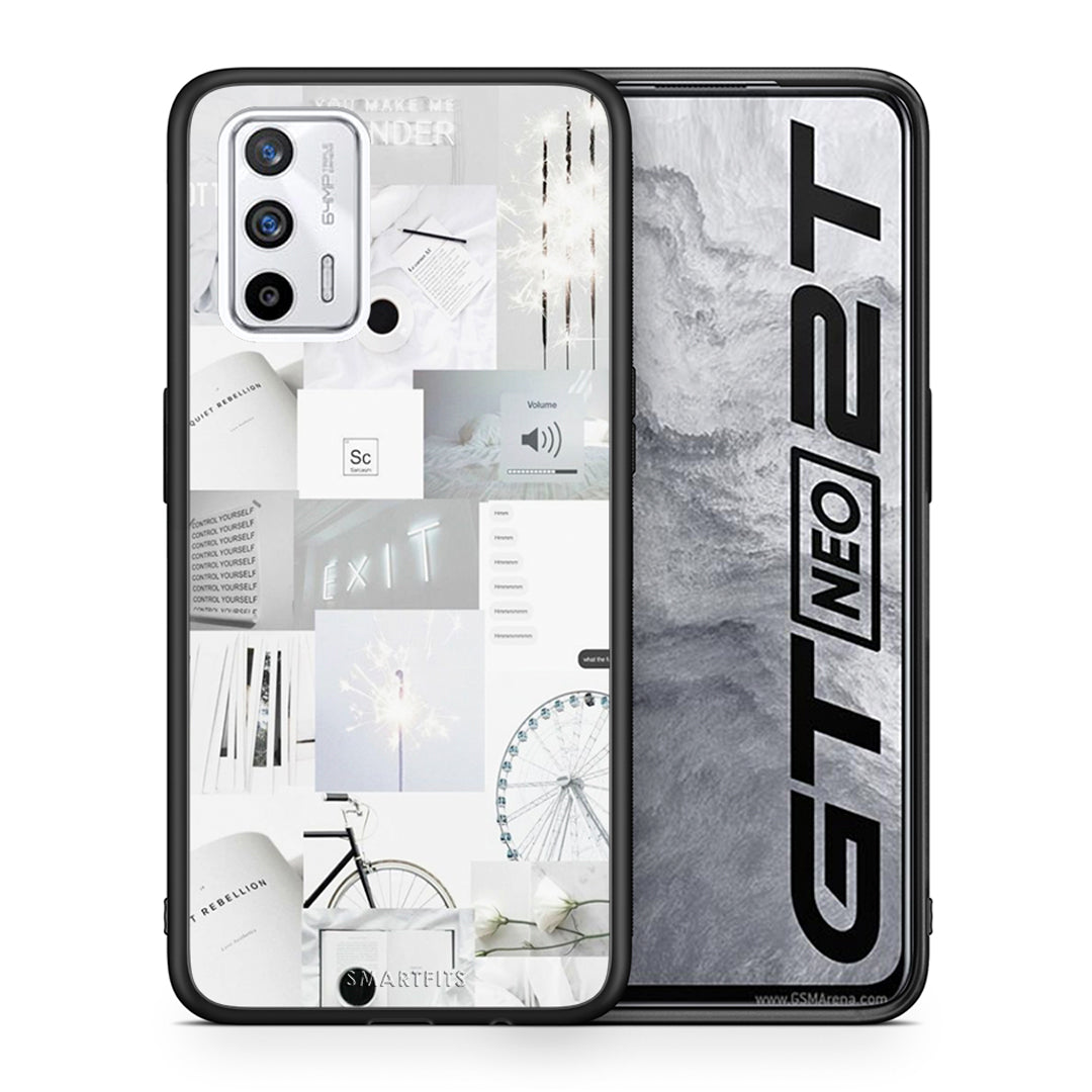 Θήκη Αγίου Βαλεντίνου Realme GT Collage Make Me Wonder από τη Smartfits με σχέδιο στο πίσω μέρος και μαύρο περίβλημα | Realme GT Collage Make Me Wonder case with colorful back and black bezels