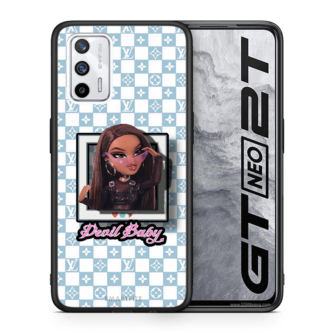 Θήκη Αγίου Βαλεντίνου Realme GT Devil Baby από τη Smartfits με σχέδιο στο πίσω μέρος και μαύρο περίβλημα | Realme GT Devil Baby case with colorful back and black bezels