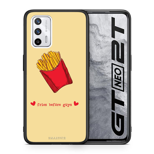 Θήκη Αγίου Βαλεντίνου Realme GT Fries Before Guys από τη Smartfits με σχέδιο στο πίσω μέρος και μαύρο περίβλημα | Realme GT Fries Before Guys case with colorful back and black bezels