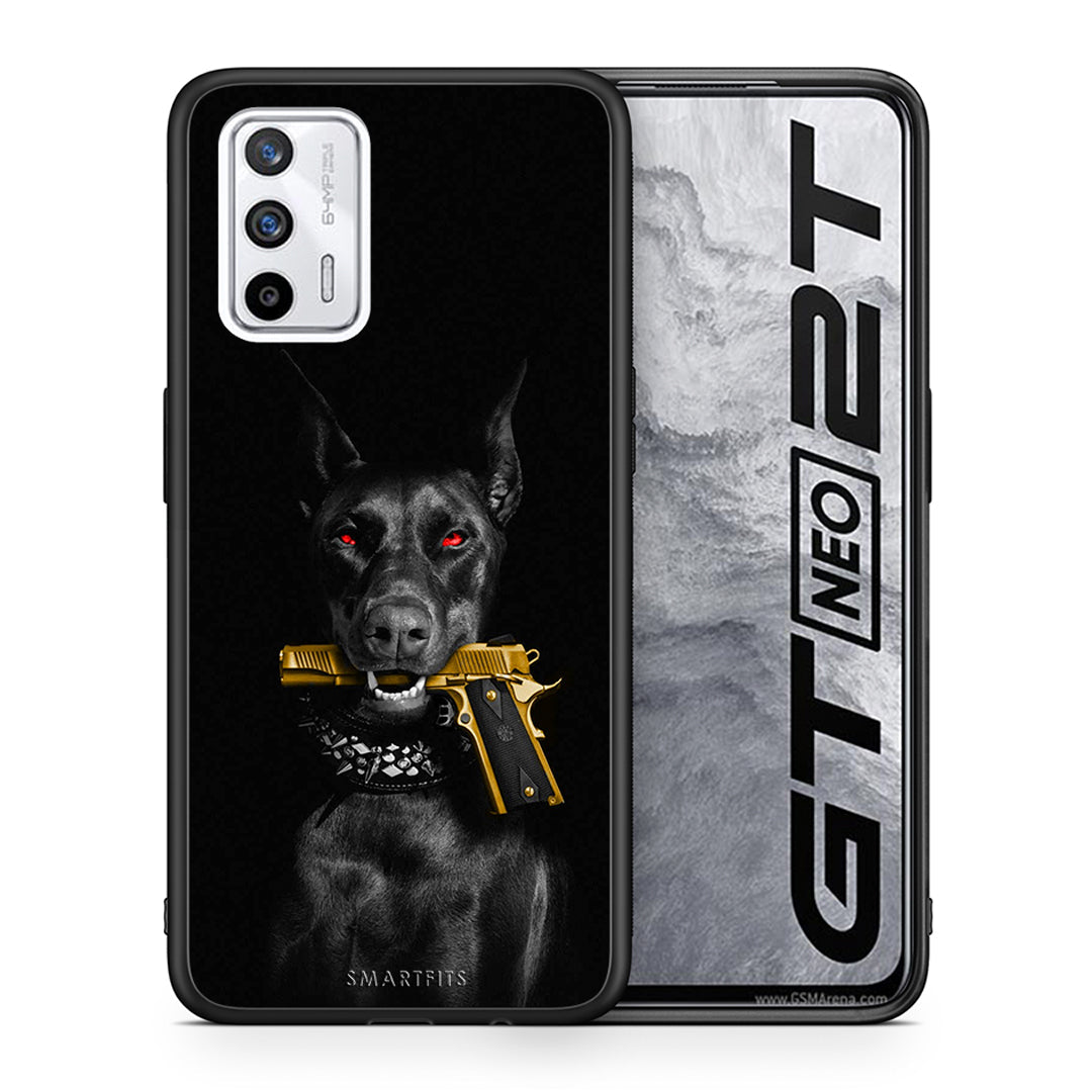 Θήκη Αγίου Βαλεντίνου Realme GT Golden Gun από τη Smartfits με σχέδιο στο πίσω μέρος και μαύρο περίβλημα | Realme GT Golden Gun case with colorful back and black bezels