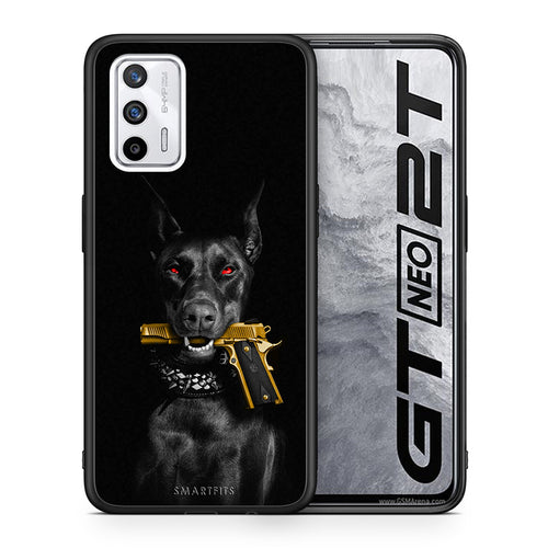 Θήκη Αγίου Βαλεντίνου Realme GT Golden Gun από τη Smartfits με σχέδιο στο πίσω μέρος και μαύρο περίβλημα | Realme GT Golden Gun case with colorful back and black bezels