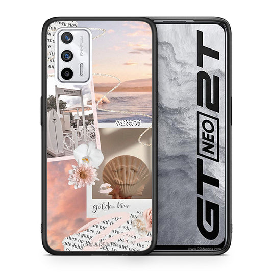 Θήκη Αγίου Βαλεντίνου Realme GT Golden Hour από τη Smartfits με σχέδιο στο πίσω μέρος και μαύρο περίβλημα | Realme GT Golden Hour case with colorful back and black bezels