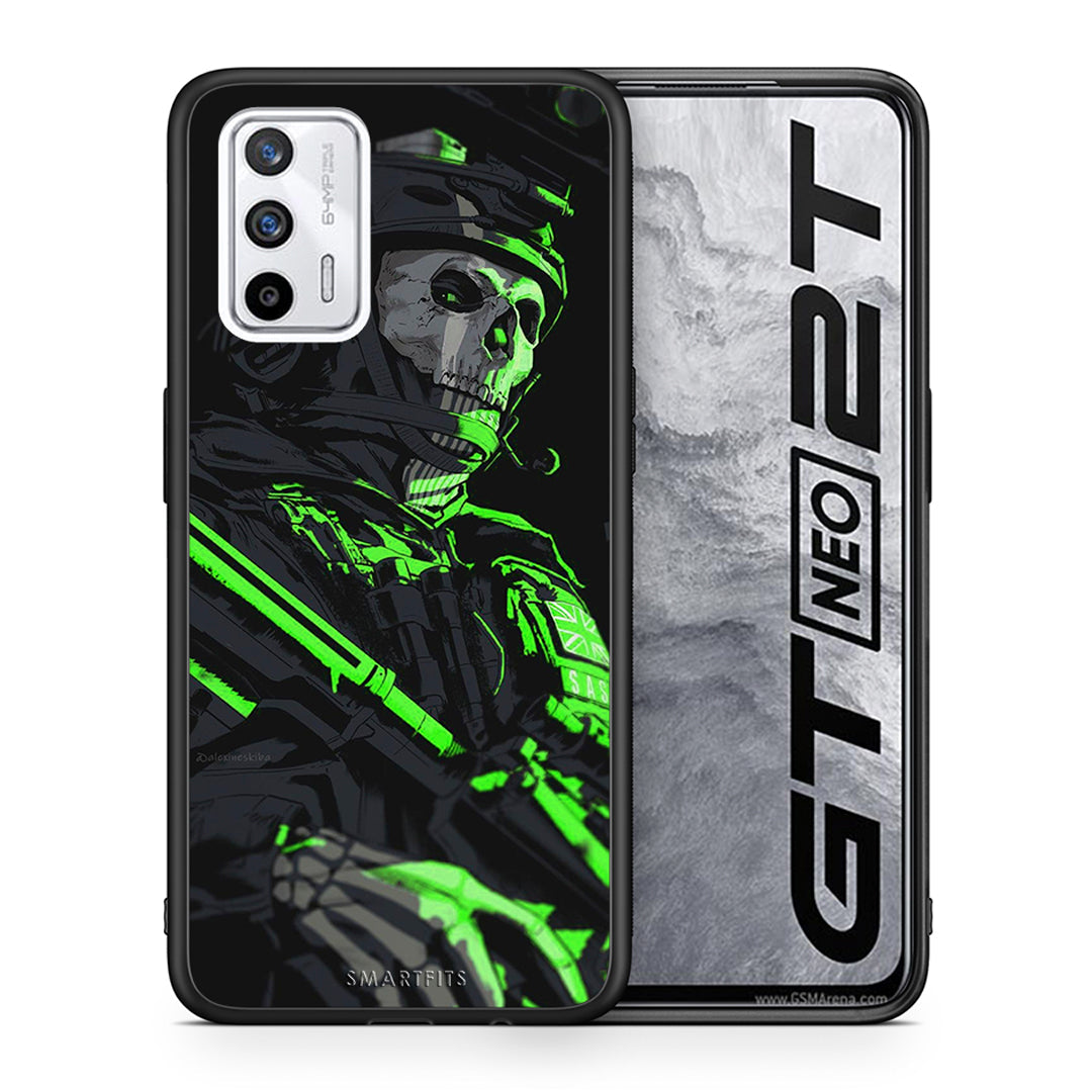 Θήκη Αγίου Βαλεντίνου Realme GT Green Soldier από τη Smartfits με σχέδιο στο πίσω μέρος και μαύρο περίβλημα | Realme GT Green Soldier case with colorful back and black bezels